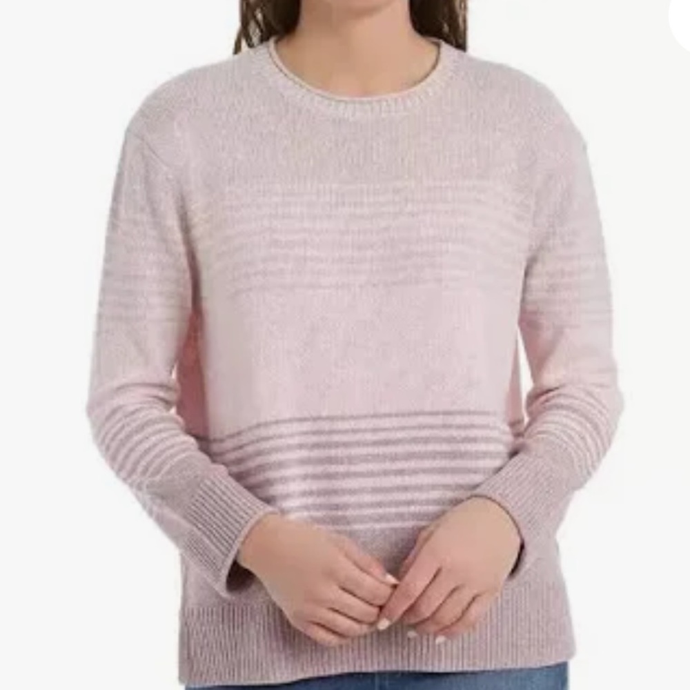 Ella Moss Pink/Purple Oversized Striped Crew Neck Sweater. Size Small